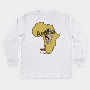 Africa Map with Mask Kids Long Sleeve T-Shirt